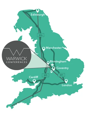 Doodle map showing the location of Warwick Conferences